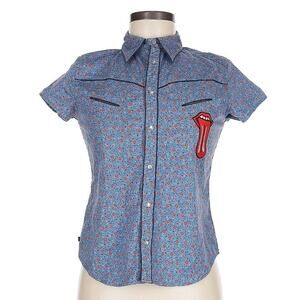 Vintage Ralph Lauren Women's Pearl Snap Short Sleeve Button Up Shirt M Patch